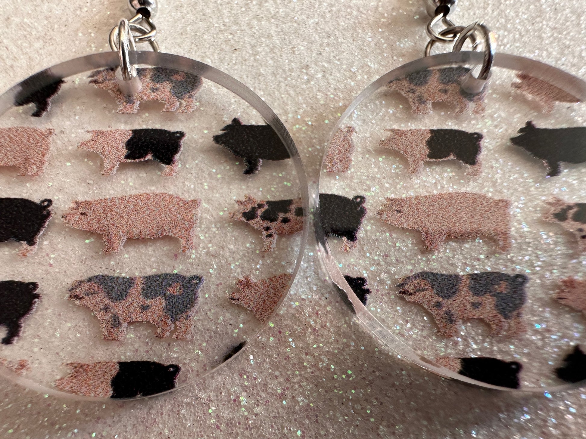 Pig Earrings: Laser Cut Acrylic Pigs, Piglet, Piggy, Oink, Farm Animals, Piggies, Pink, Spotted Pigs, Black Pigs, Gifts for Her/Him/Them