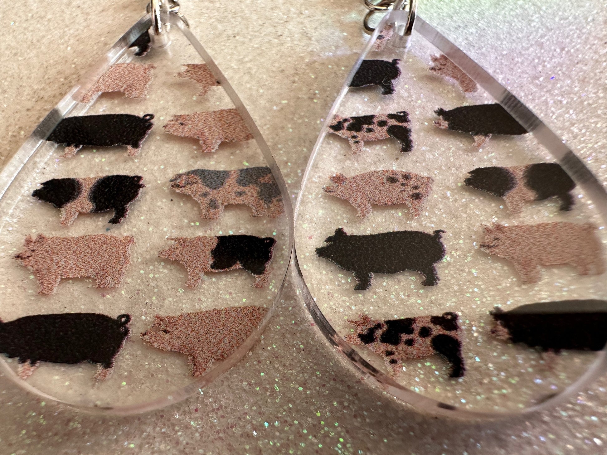 Pig Earrings: Laser Cut Acrylic Pigs, Piglet, Piggy, Oink, Farm Animals, Piggies, Pink, Spotted Pigs, Black Pigs, Gifts for Her/Him/Them