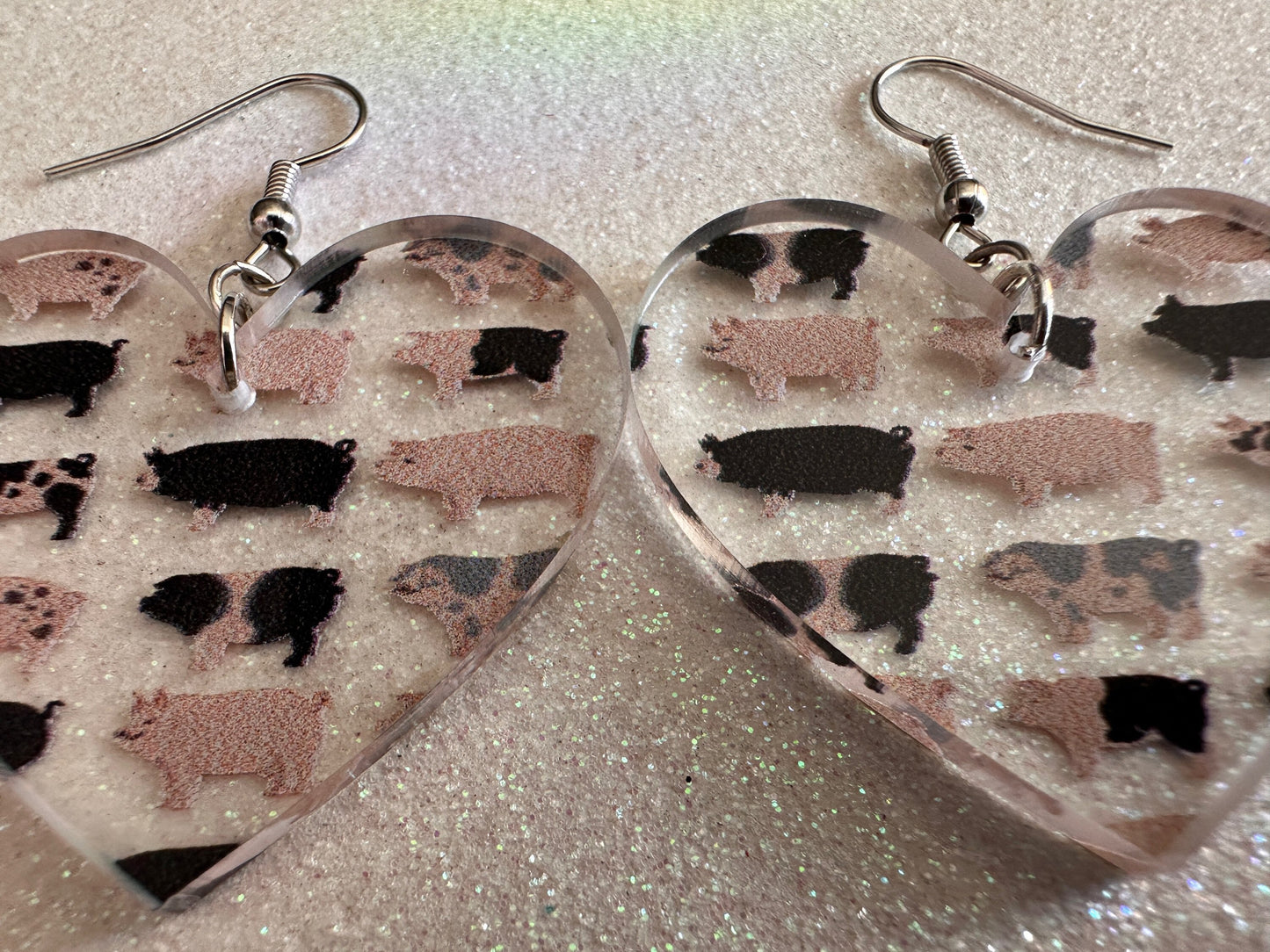 Pig Earrings: Laser Cut Acrylic Pigs, Piglet, Piggy, Oink, Farm Animals, Piggies, Pink, Spotted Pigs, Black Pigs, Gifts for Her/Him/Them