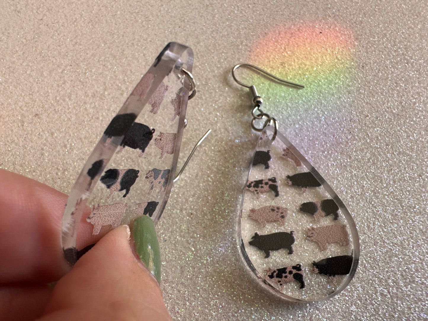 Pig Earrings: Laser Cut Acrylic Pigs, Piglet, Piggy, Oink, Farm Animals, Piggies, Pink, Spotted Pigs, Black Pigs, Gifts for Her/Him/Them