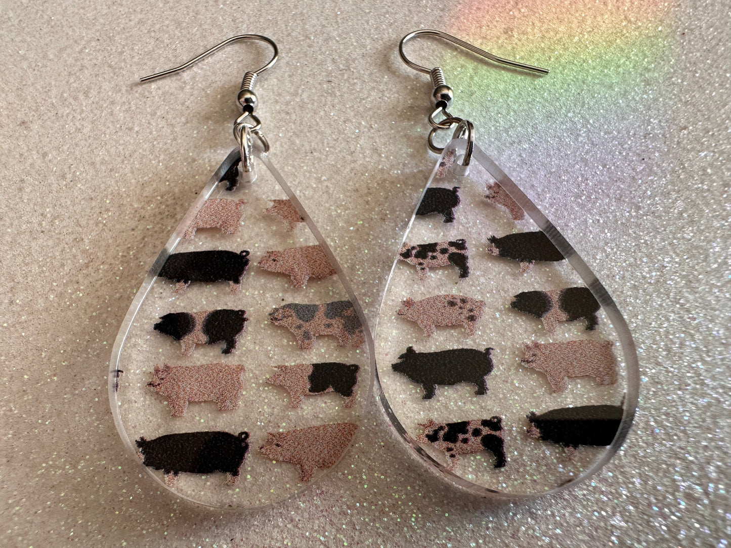 Pig Earrings: Laser Cut Acrylic Pigs, Piglet, Piggy, Oink, Farm Animals, Piggies, Pink, Spotted Pigs, Black Pigs, Gifts for Her/Him/Them