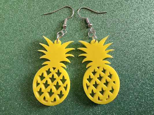 Pineapple Earrings: Tropical Fruit, Summer Vibes, Hawaii, Laser Cut Acrylic Pineapples, Food Earrings, Best Gifts for Her/Him/Them