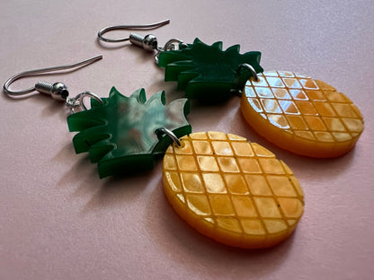 Pineapple Earrings: Tropical Fruit, Summer Vibes, Hawaii, Laser Cut Acrylic Pineapples, Food Earrings, Best Gifts for Her/Him/Them