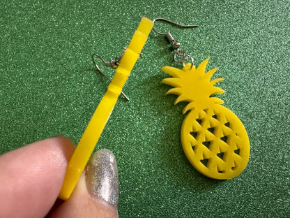 Pineapple Earrings: Tropical Fruit, Summer Vibes, Hawaii, Laser Cut Acrylic Pineapples, Food Earrings, Best Gifts for Her/Him/Them