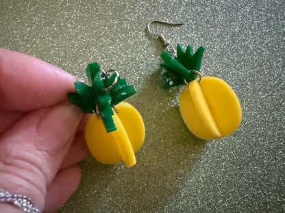 Pineapple Earrings: Tropical Fruit, Summer Vibes, Hawaii, Laser Cut Acrylic Pineapples, Food Earrings, Best Gifts for Her/Him/Them