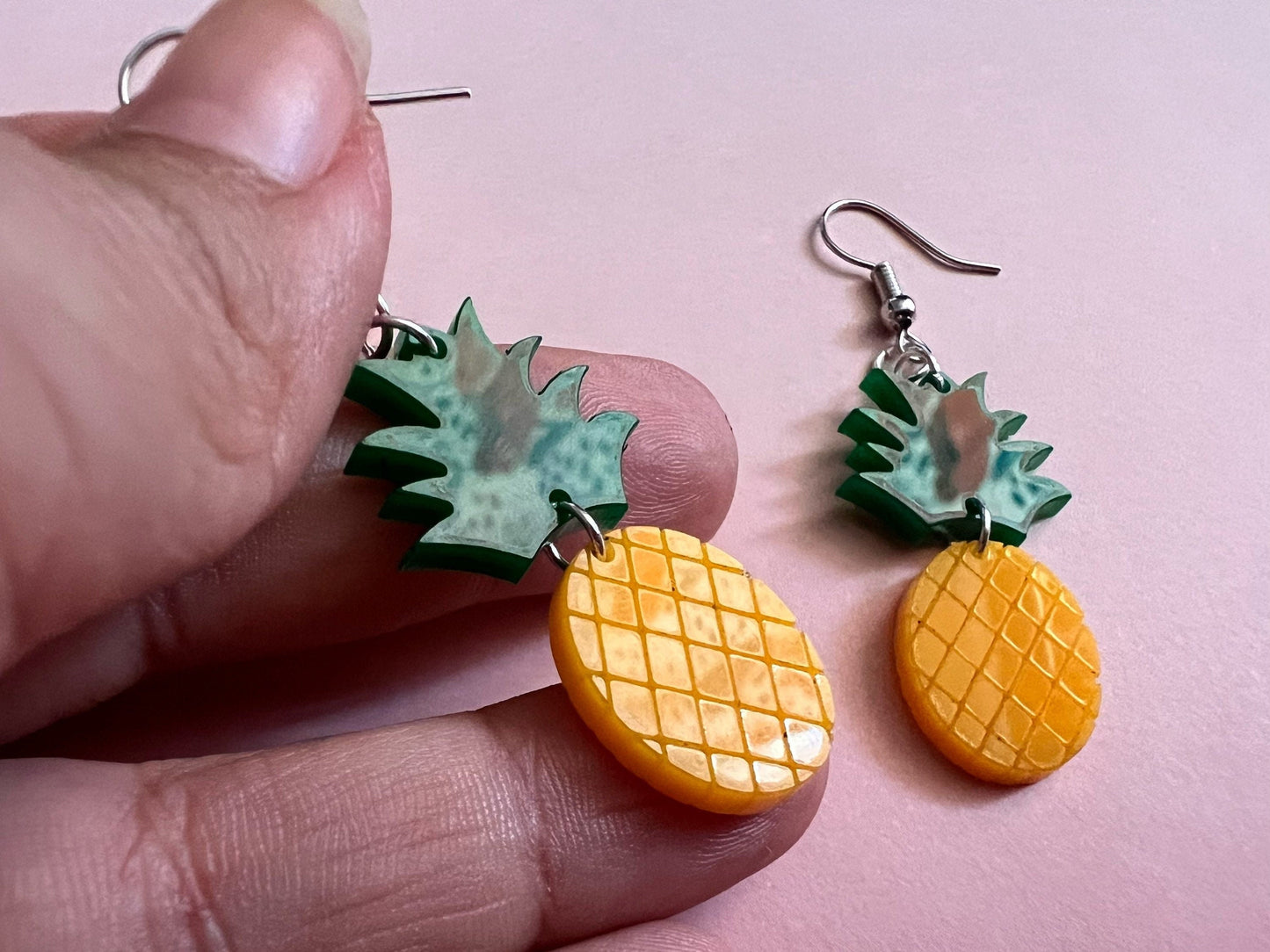 Pineapple Earrings: Tropical Fruit, Summer Vibes, Hawaii, Laser Cut Acrylic Pineapples, Food Earrings, Best Gifts for Her/Him/Them