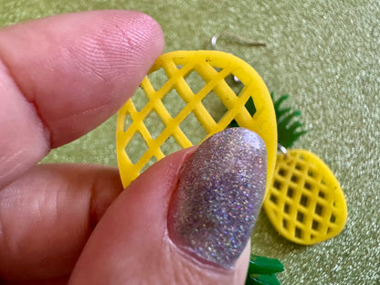 Pineapple Earrings: Tropical Fruit, Summer Vibes, Hawaii, Laser Cut Acrylic Pineapples, Food Earrings, Best Gifts for Her/Him/Them