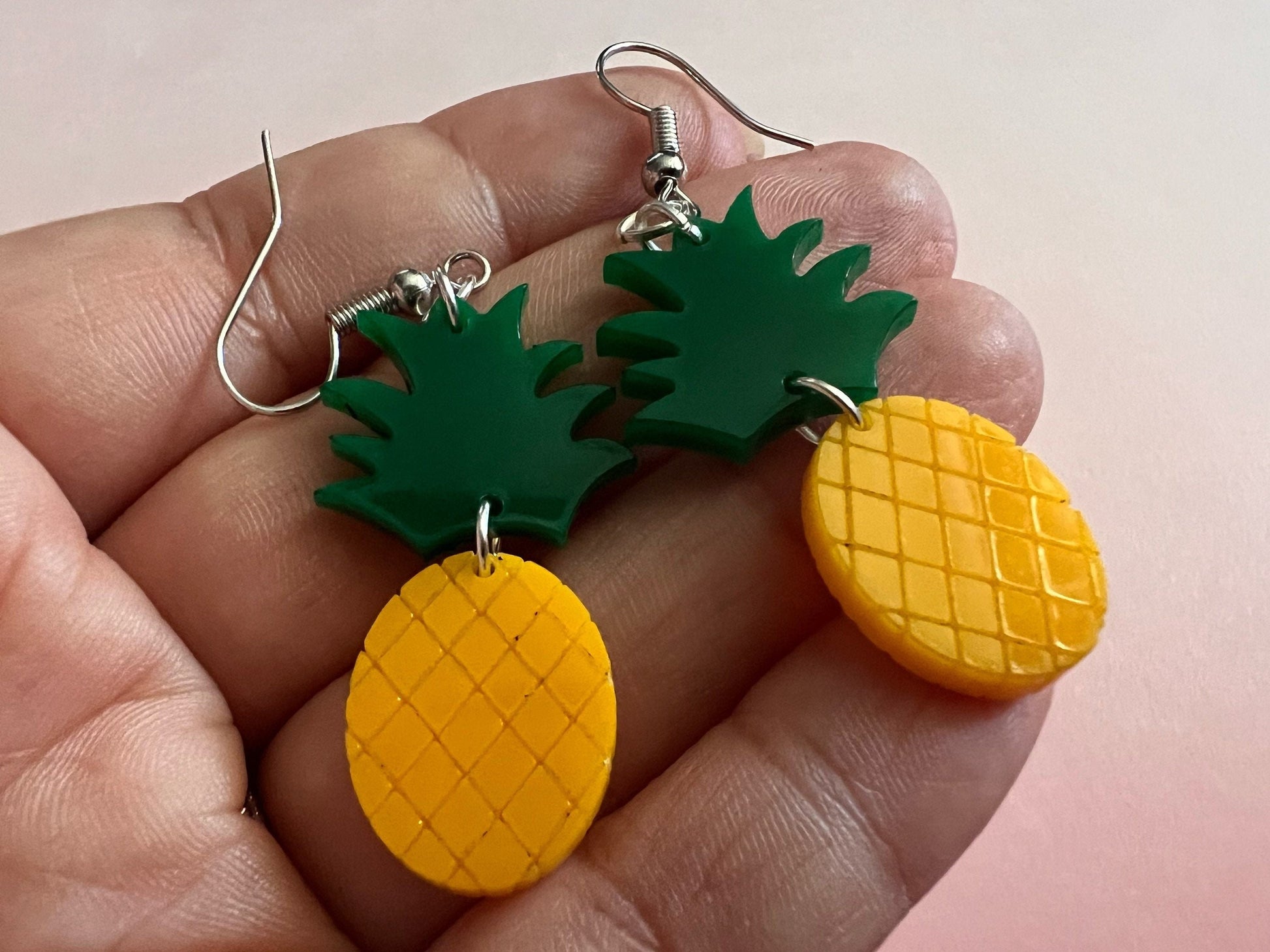 Pineapple Earrings: Tropical Fruit, Summer Vibes, Hawaii, Laser Cut Acrylic Pineapples, Food Earrings, Best Gifts for Her/Him/Them