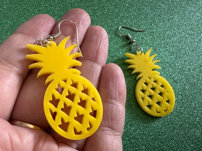 Pineapple Earrings: Tropical Fruit, Summer Vibes, Hawaii, Laser Cut Acrylic Pineapples, Food Earrings, Best Gifts for Her/Him/Them