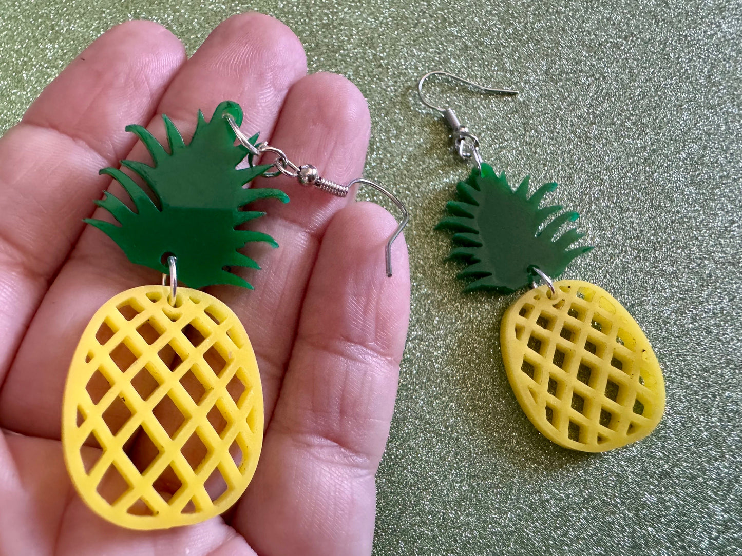 Pineapple Earrings: Tropical Fruit, Summer Vibes, Hawaii, Laser Cut Acrylic Pineapples, Food Earrings, Best Gifts for Her/Him/Them