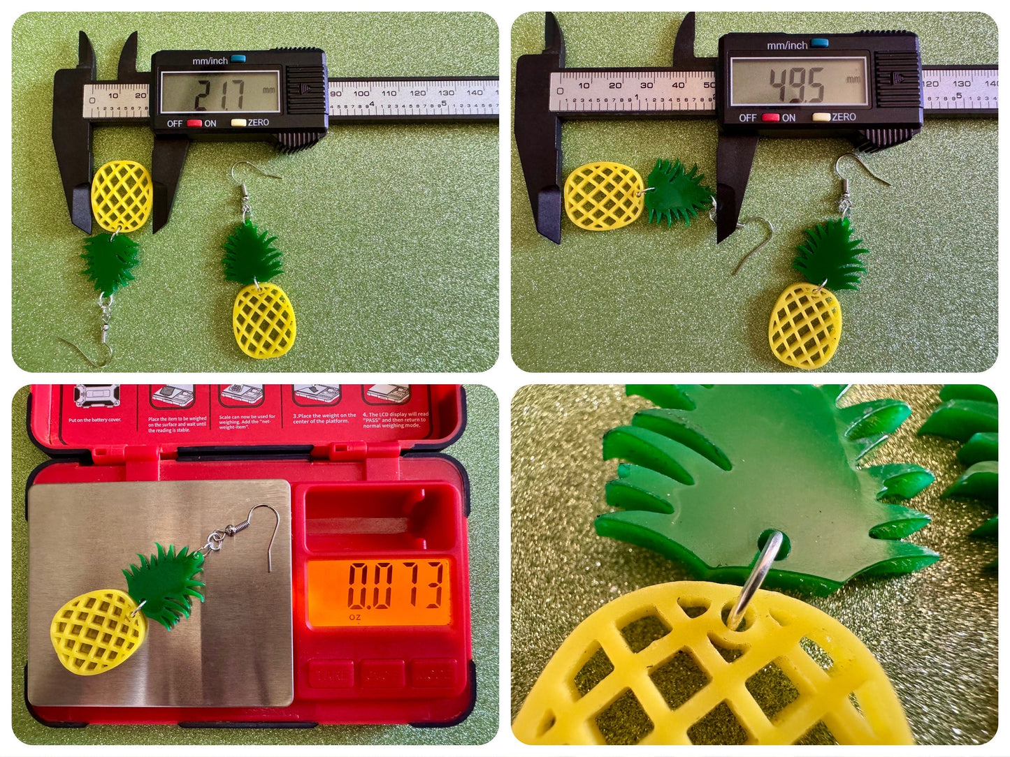 Pineapple Earrings: Tropical Fruit, Summer Vibes, Hawaii, Laser Cut Acrylic Pineapples, Food Earrings, Best Gifts for Her/Him/Them