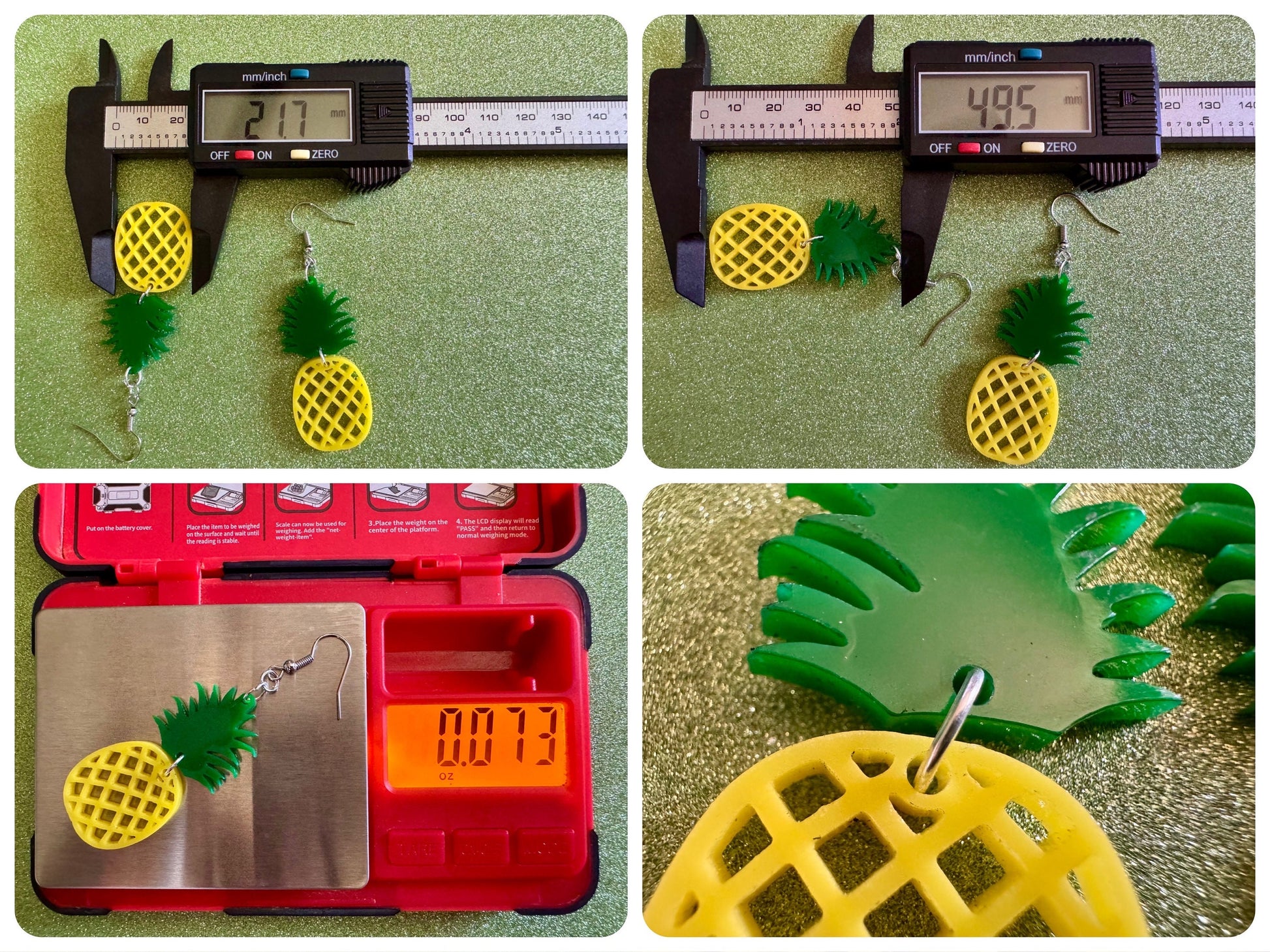 Pineapple Earrings: Tropical Fruit, Summer Vibes, Hawaii, Laser Cut Acrylic Pineapples, Food Earrings, Best Gifts for Her/Him/Them