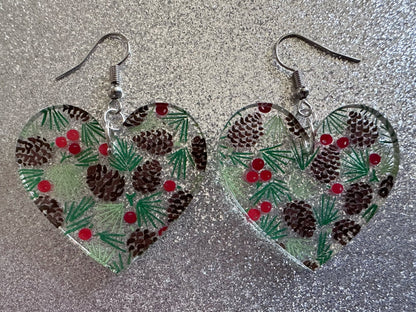 Pinecone Earrings: Laser Cut Acrylic Berries, Pine Tree Needles, Pinecones, Christmas Trees, Green, Cottage, Best Gifts for Her/Him/Them