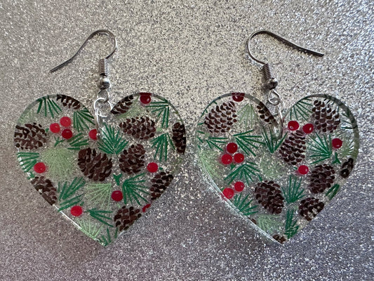 Pinecone Earrings: Laser Cut Acrylic Berries, Pine Tree Needles, Pinecones, Christmas Trees, Green, Cottage, Best Gifts for Her/Him/Them