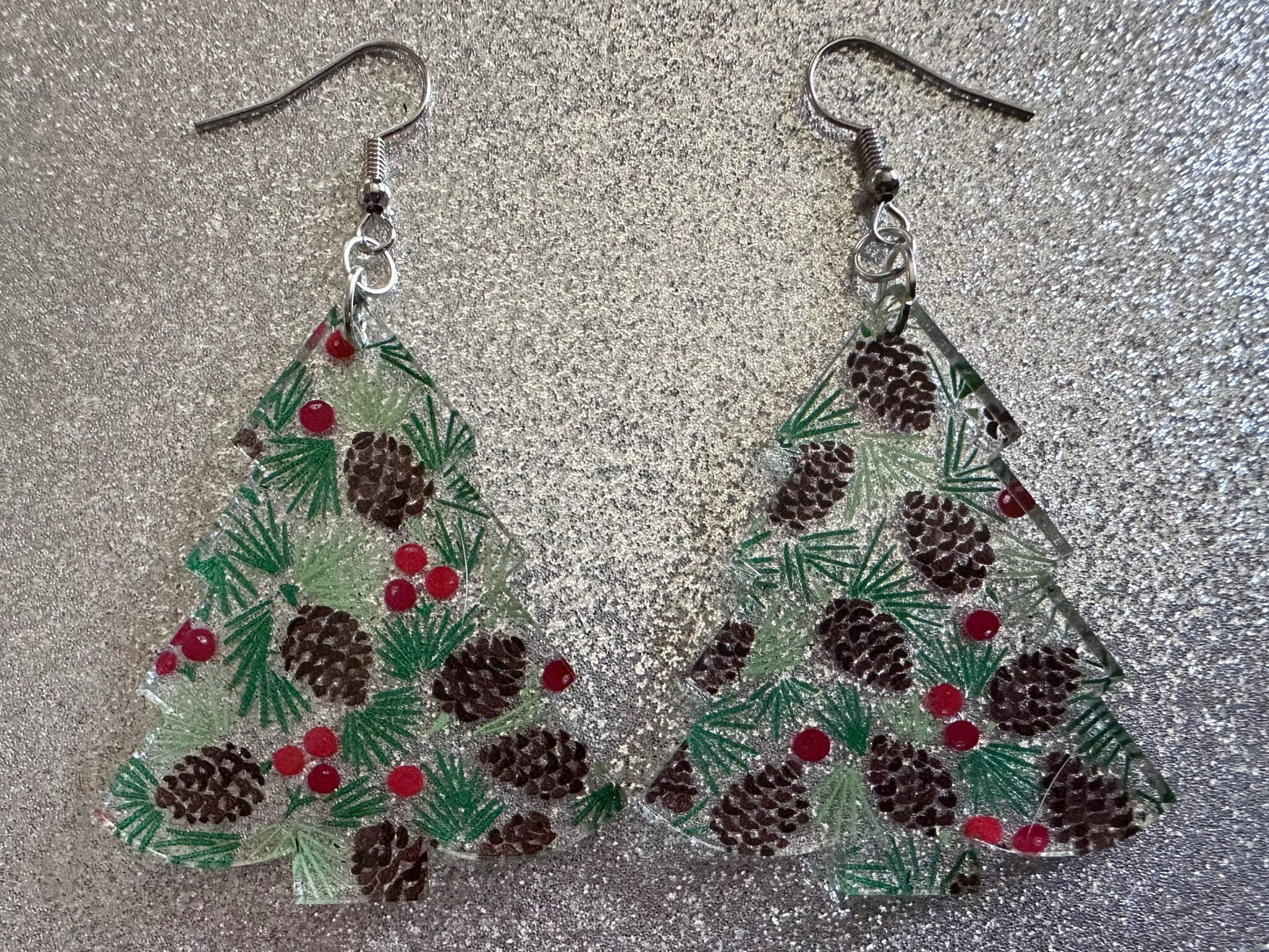 Pinecone Earrings: Laser Cut Acrylic Berries, Pine Tree Needles, Pinecones, Christmas Trees, Green, Cottage, Best Gifts for Her/Him/Them