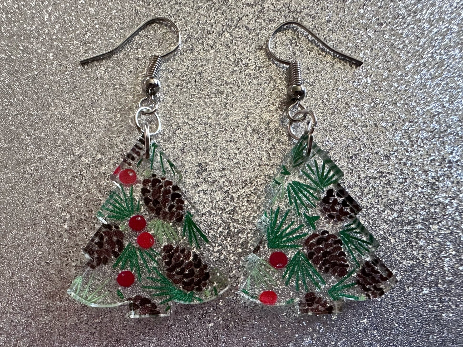 Pinecone Earrings: Laser Cut Acrylic Berries, Pine Tree Needles, Pinecones, Christmas Trees, Green, Cottage, Best Gifts for Her/Him/Them