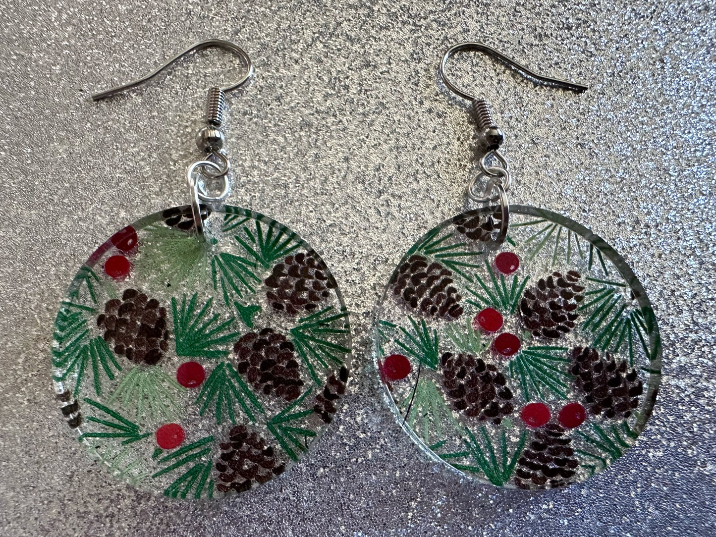Pinecone Earrings: Laser Cut Acrylic Berries, Pine Tree Needles, Pinecones, Christmas Trees, Green, Cottage, Best Gifts for Her/Him/Them