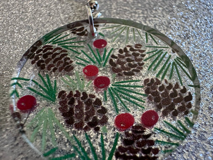 Pinecone Earrings: Laser Cut Acrylic Berries, Pine Tree Needles, Pinecones, Christmas Trees, Green, Cottage, Best Gifts for Her/Him/Them