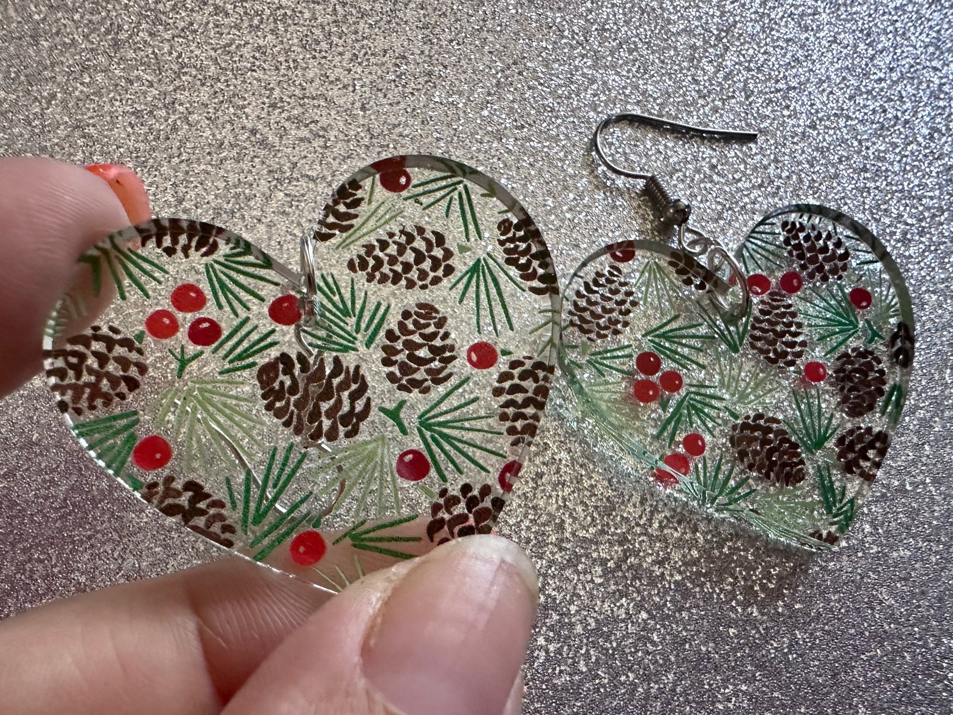 Pinecone Earrings: Laser Cut Acrylic Berries, Pine Tree Needles, Pinecones, Christmas Trees, Green, Cottage, Best Gifts for Her/Him/Them
