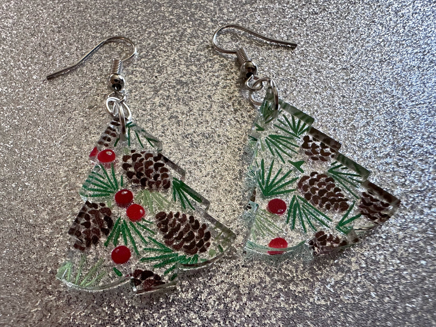 Pinecone Earrings: Laser Cut Acrylic Berries, Pine Tree Needles, Pinecones, Christmas Trees, Green, Cottage, Best Gifts for Her/Him/Them