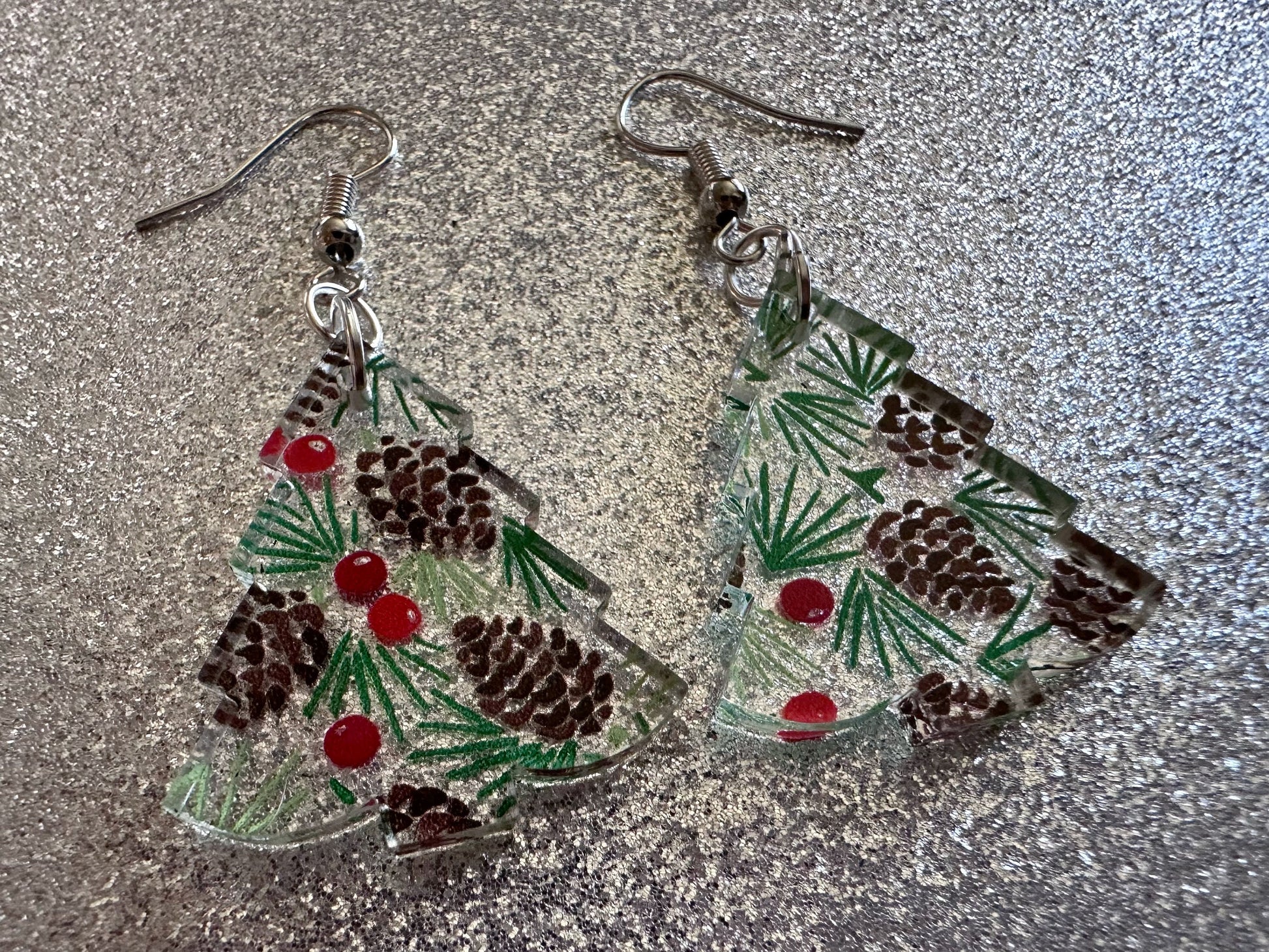 Pinecone Earrings: Laser Cut Acrylic Berries, Pine Tree Needles, Pinecones, Christmas Trees, Green, Cottage, Best Gifts for Her/Him/Them