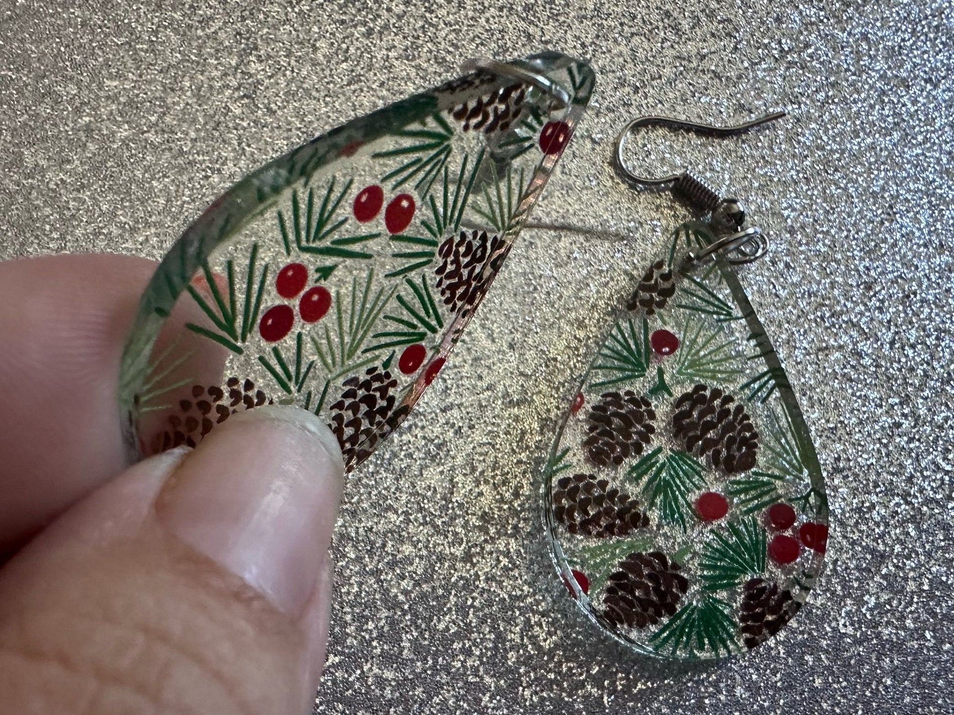 Pinecone Earrings: Laser Cut Acrylic Berries, Pine Tree Needles, Pinecones, Christmas Trees, Green, Cottage, Best Gifts for Her/Him/Them