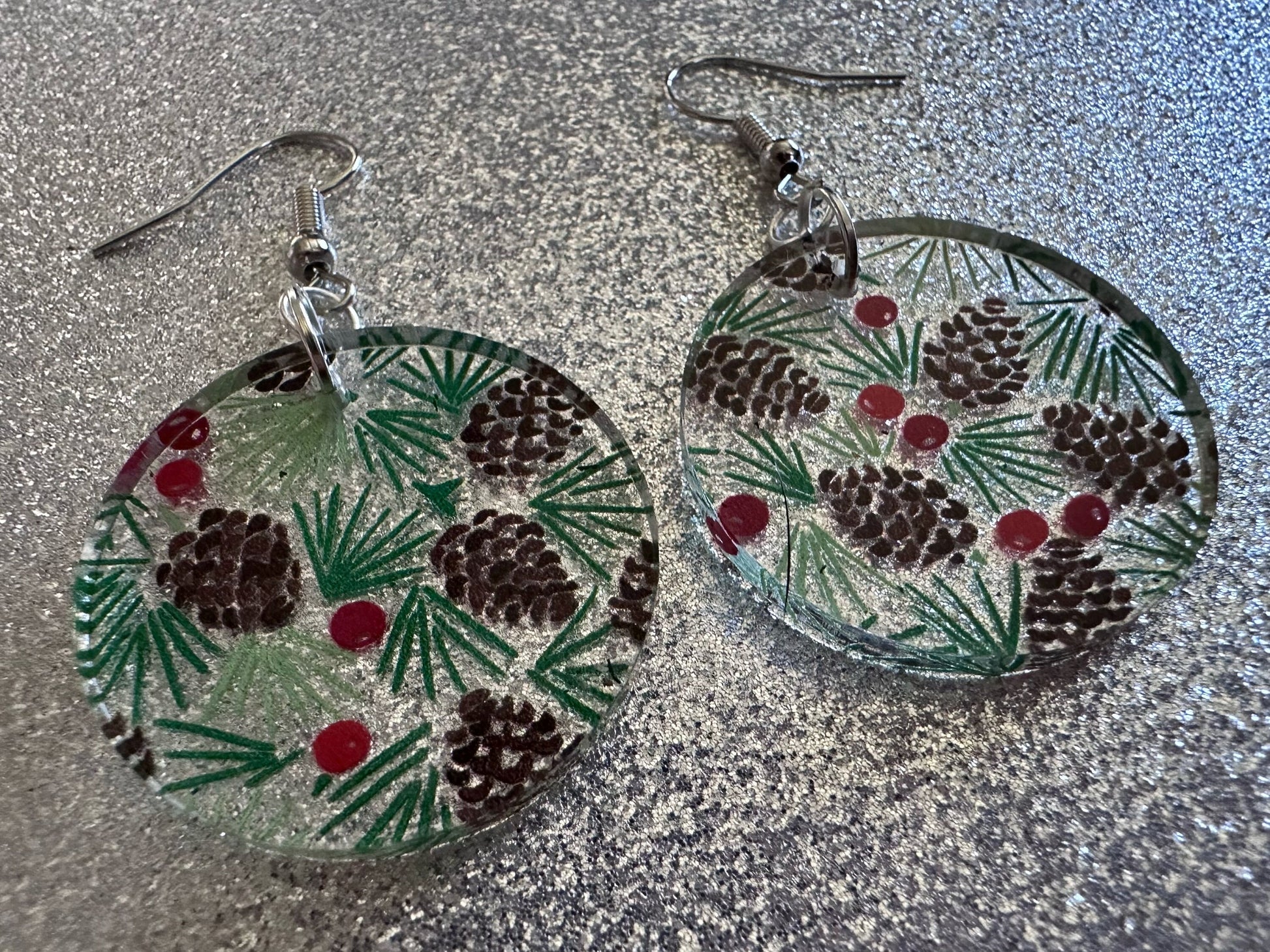 Pinecone Earrings: Laser Cut Acrylic Berries, Pine Tree Needles, Pinecones, Christmas Trees, Green, Cottage, Best Gifts for Her/Him/Them