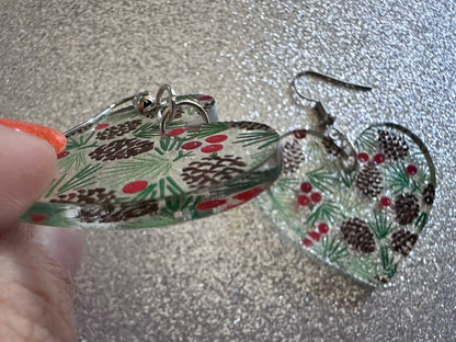 Pinecone Earrings: Laser Cut Acrylic Berries, Pine Tree Needles, Pinecones, Christmas Trees, Green, Cottage, Best Gifts for Her/Him/Them