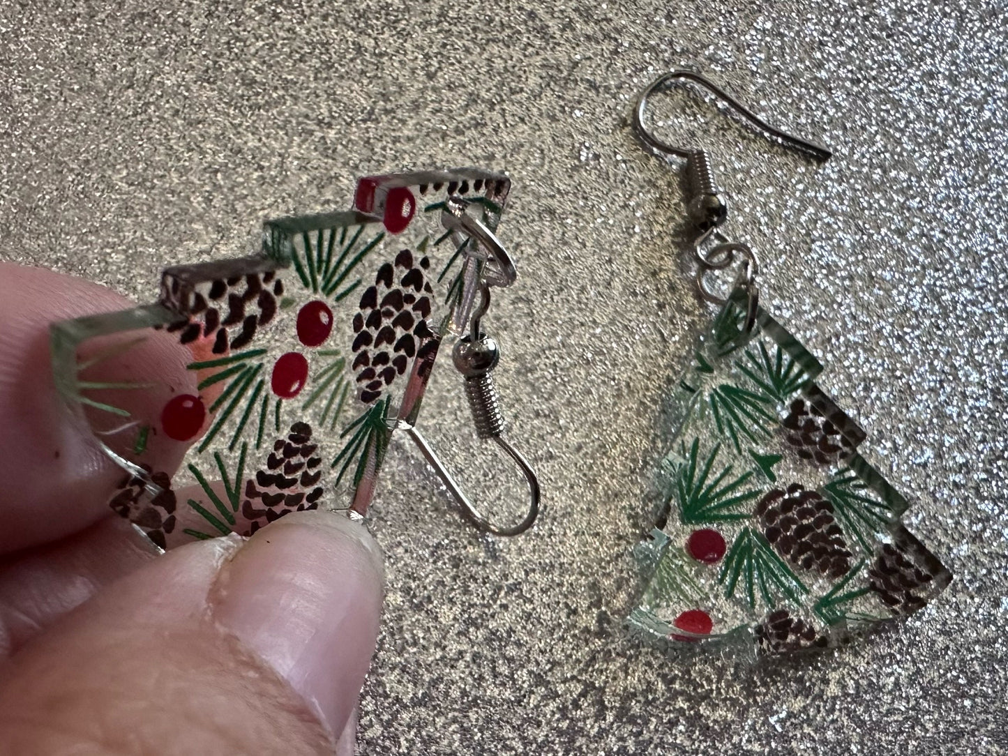 Pinecone Earrings: Laser Cut Acrylic Berries, Pine Tree Needles, Pinecones, Christmas Trees, Green, Cottage, Best Gifts for Her/Him/Them