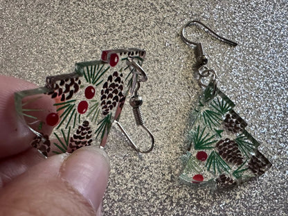 Pinecone Earrings: Laser Cut Acrylic Berries, Pine Tree Needles, Pinecones, Christmas Trees, Green, Cottage, Best Gifts for Her/Him/Them