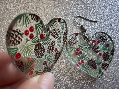 Pinecone Earrings: Laser Cut Acrylic Berries, Pine Tree Needles, Pinecones, Christmas Trees, Green, Cottage, Best Gifts for Her/Him/Them