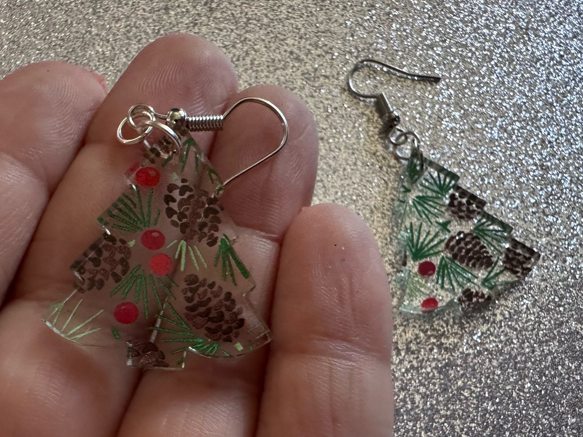 Pinecone Earrings: Laser Cut Acrylic Berries, Pine Tree Needles, Pinecones, Christmas Trees, Green, Cottage, Best Gifts for Her/Him/Them