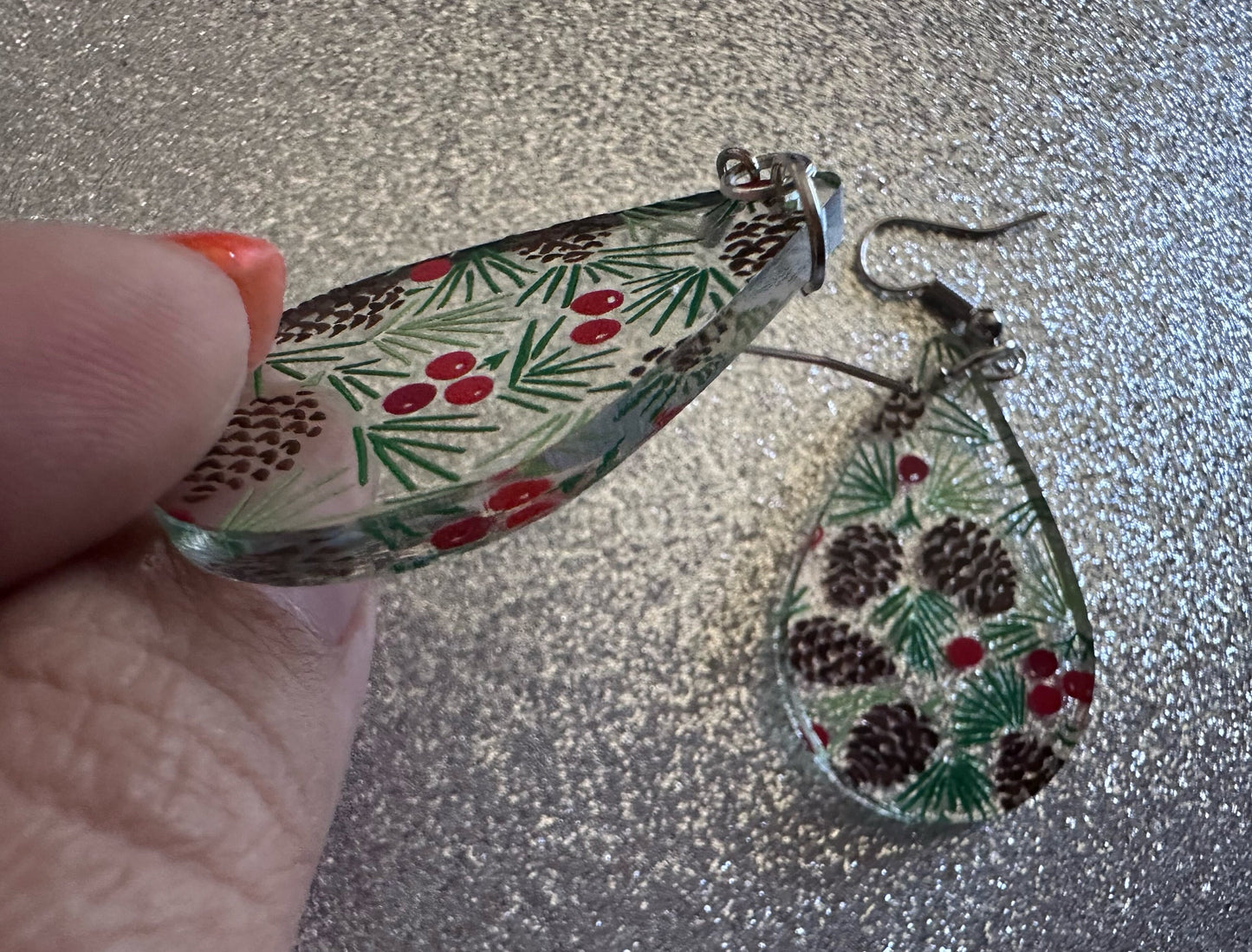Pinecone Earrings: Laser Cut Acrylic Berries, Pine Tree Needles, Pinecones, Christmas Trees, Green, Cottage, Best Gifts for Her/Him/Them