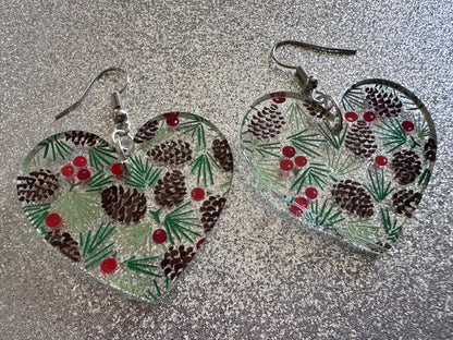 Pinecone Earrings: Laser Cut Acrylic Berries, Pine Tree Needles, Pinecones, Christmas Trees, Green, Cottage, Best Gifts for Her/Him/Them