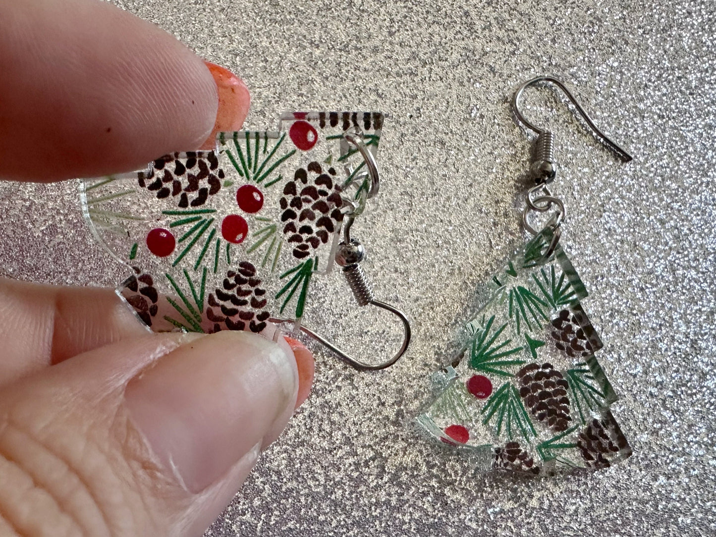Pinecone Earrings: Laser Cut Acrylic Berries, Pine Tree Needles, Pinecones, Christmas Trees, Green, Cottage, Best Gifts for Her/Him/Them