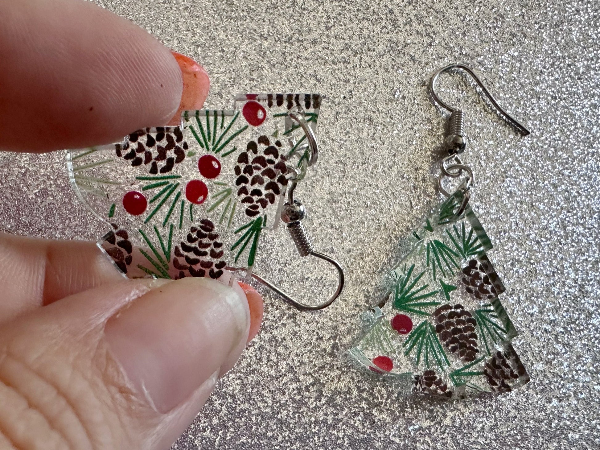Pinecone Earrings: Laser Cut Acrylic Berries, Pine Tree Needles, Pinecones, Christmas Trees, Green, Cottage, Best Gifts for Her/Him/Them