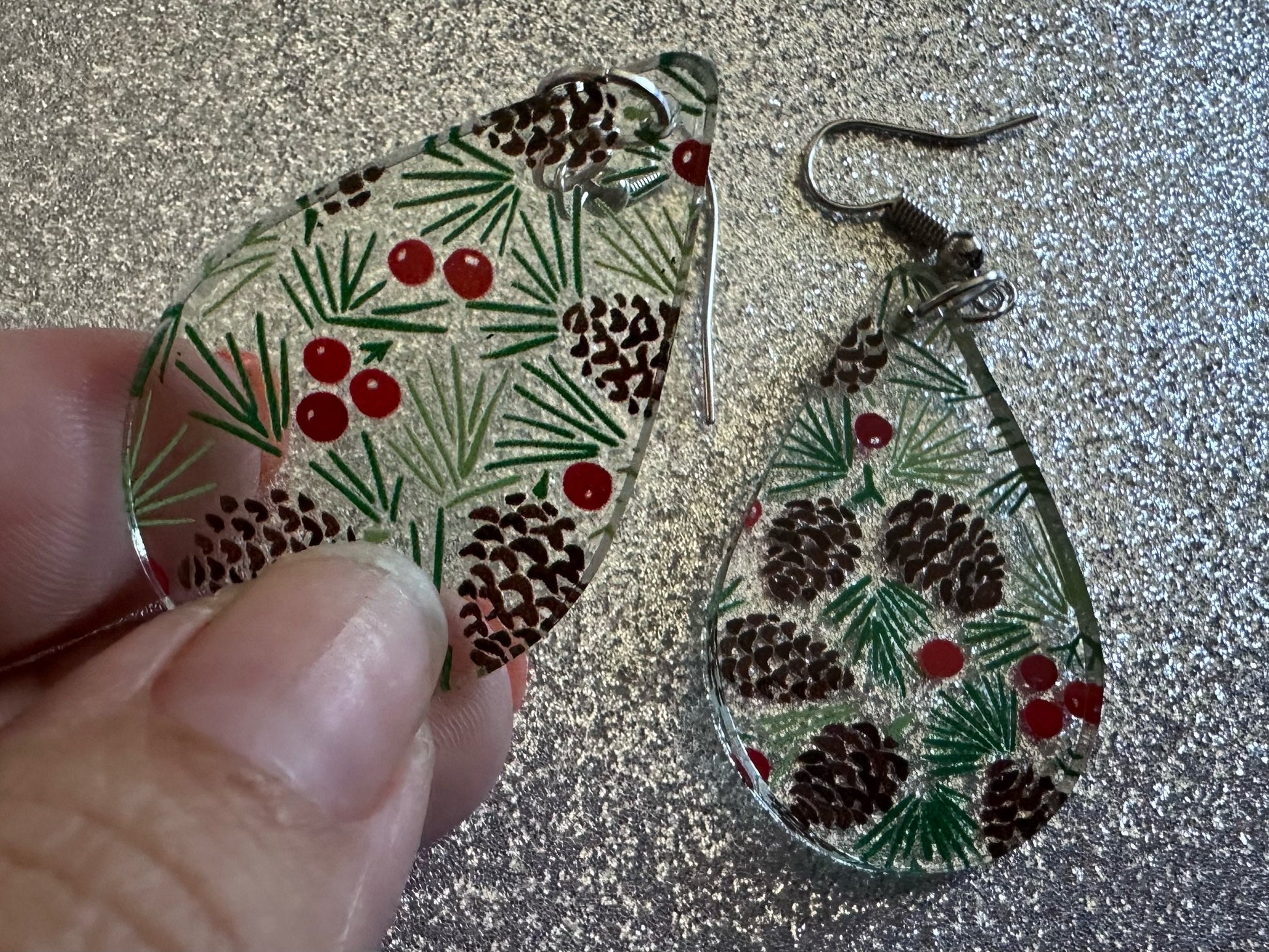 Pinecone Earrings: Laser Cut Acrylic Berries, Pine Tree Needles, Pinecones, Christmas Trees, Green, Cottage, Best Gifts for Her/Him/Them