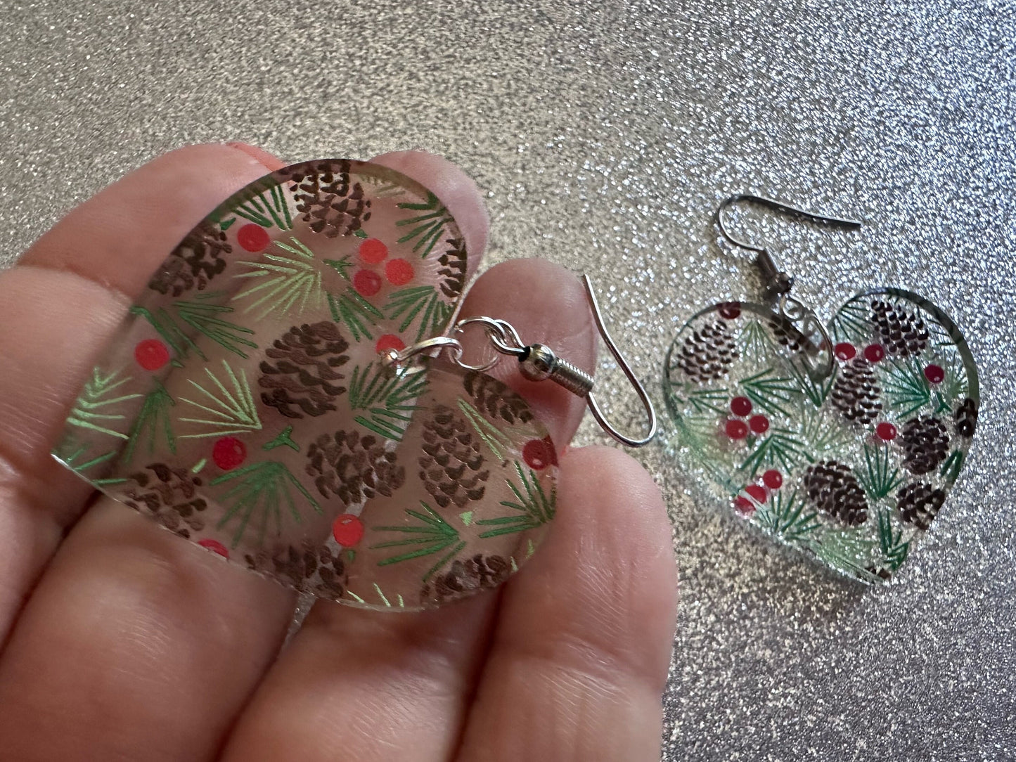 Pinecone Earrings: Laser Cut Acrylic Berries, Pine Tree Needles, Pinecones, Christmas Trees, Green, Cottage, Best Gifts for Her/Him/Them