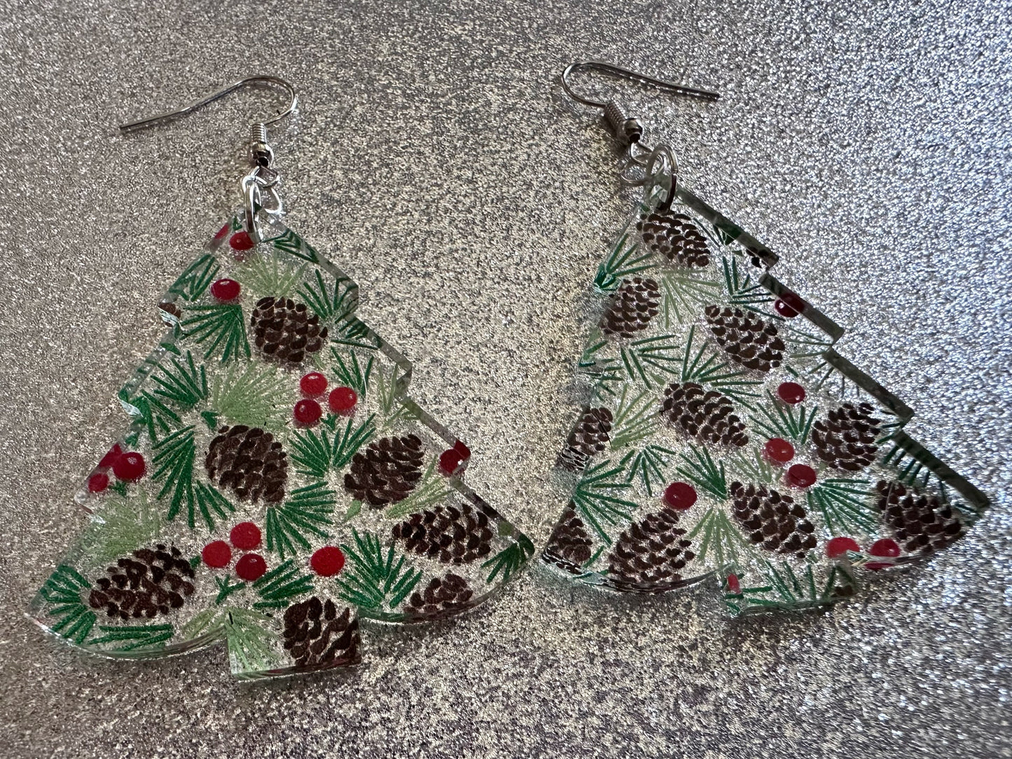 Pinecone Earrings: Laser Cut Acrylic Berries, Pine Tree Needles, Pinecones, Christmas Trees, Green, Cottage, Best Gifts for Her/Him/Them