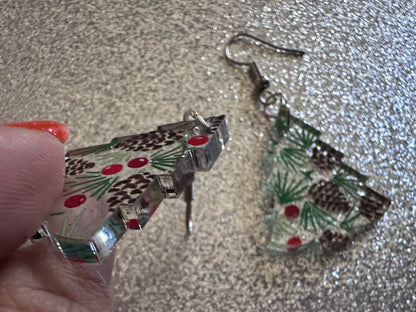 Pinecone Earrings: Laser Cut Acrylic Berries, Pine Tree Needles, Pinecones, Christmas Trees, Green, Cottage, Best Gifts for Her/Him/Them