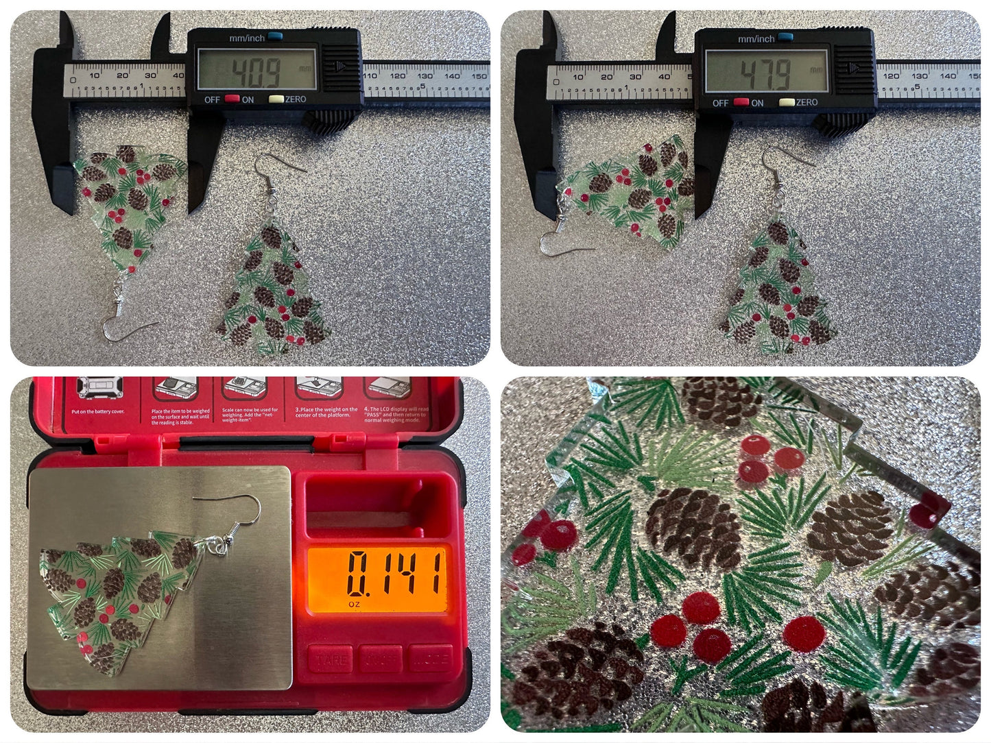 Pinecone Earrings: Laser Cut Acrylic Berries, Pine Tree Needles, Pinecones, Christmas Trees, Green, Cottage, Best Gifts for Her/Him/Them