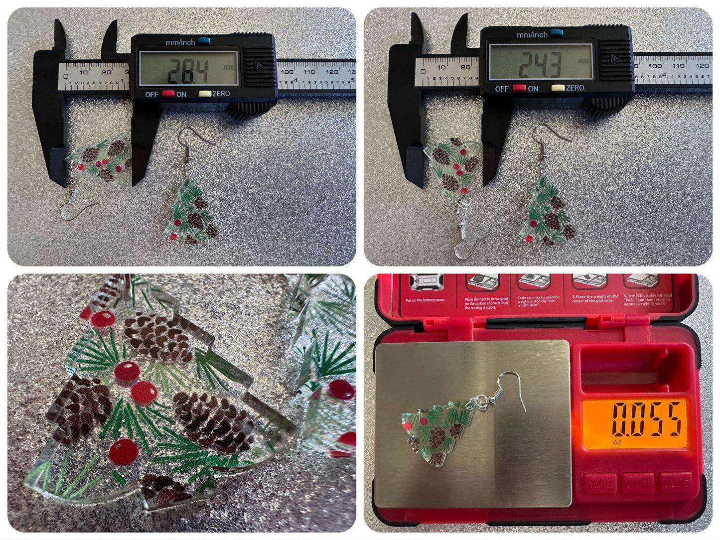 Pinecone Earrings: Laser Cut Acrylic Berries, Pine Tree Needles, Pinecones, Christmas Trees, Green, Cottage, Best Gifts for Her/Him/Them