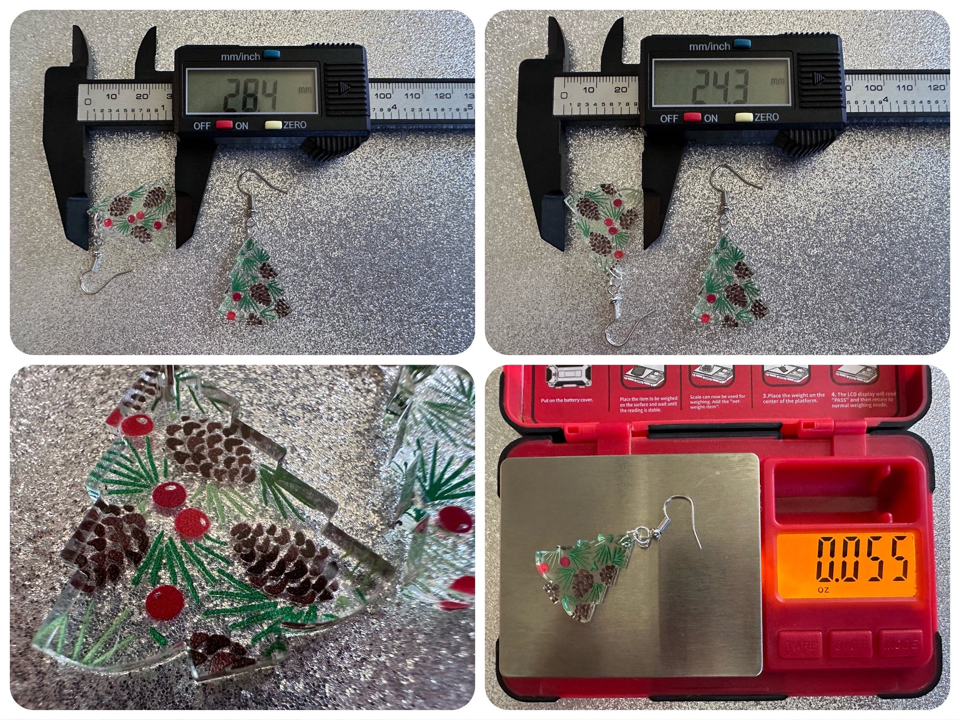 Pinecone Earrings: Laser Cut Acrylic Berries, Pine Tree Needles, Pinecones, Christmas Trees, Green, Cottage, Best Gifts for Her/Him/Them