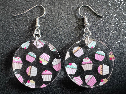 Pink Cupcake Earrings: Laser Cut Acrylic Cupcakes, Tea Party, Cafe, Dessert, Love, Delicious, Baker, Bakery, Best Gifts for Her/Him/Them