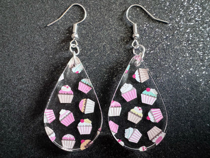 Pink Cupcake Earrings: Laser Cut Acrylic Cupcakes, Tea Party, Cafe, Dessert, Love, Delicious, Baker, Bakery, Best Gifts for Her/Him/Them
