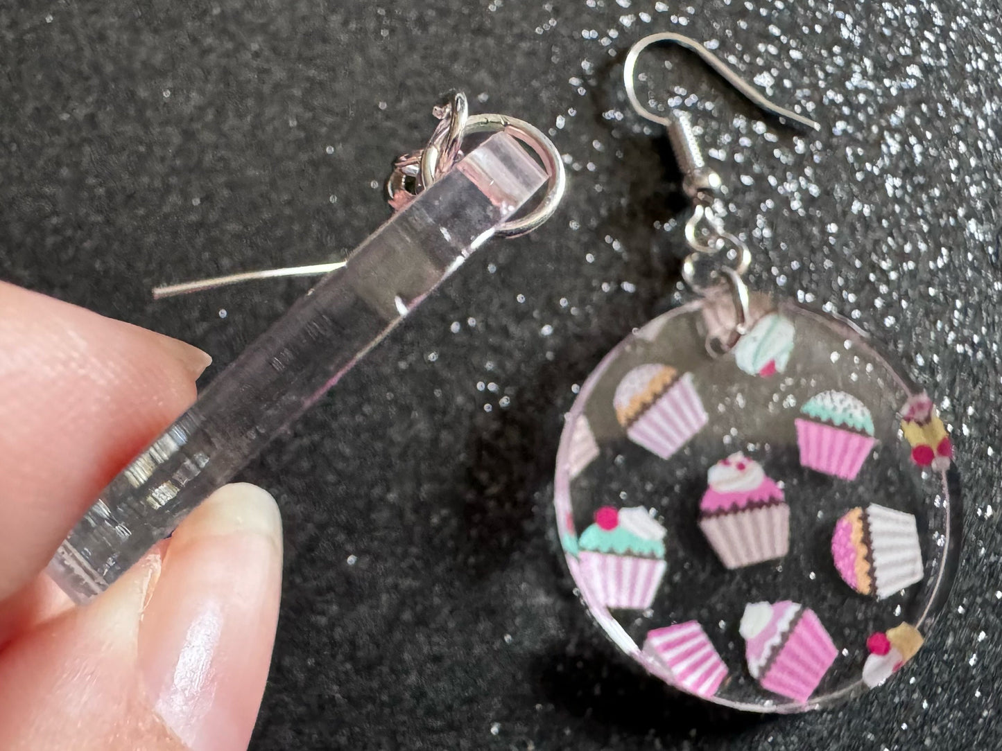 Pink Cupcake Earrings: Laser Cut Acrylic Cupcakes, Tea Party, Cafe, Dessert, Love, Delicious, Baker, Bakery, Best Gifts for Her/Him/Them