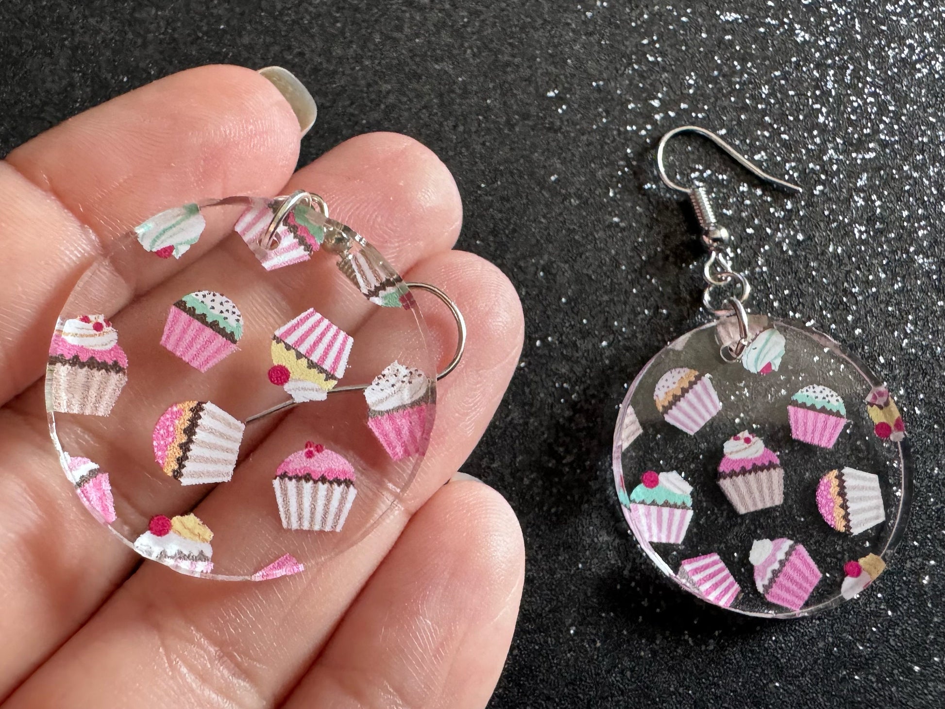 Pink Cupcake Earrings: Laser Cut Acrylic Cupcakes, Tea Party, Cafe, Dessert, Love, Delicious, Baker, Bakery, Best Gifts for Her/Him/Them