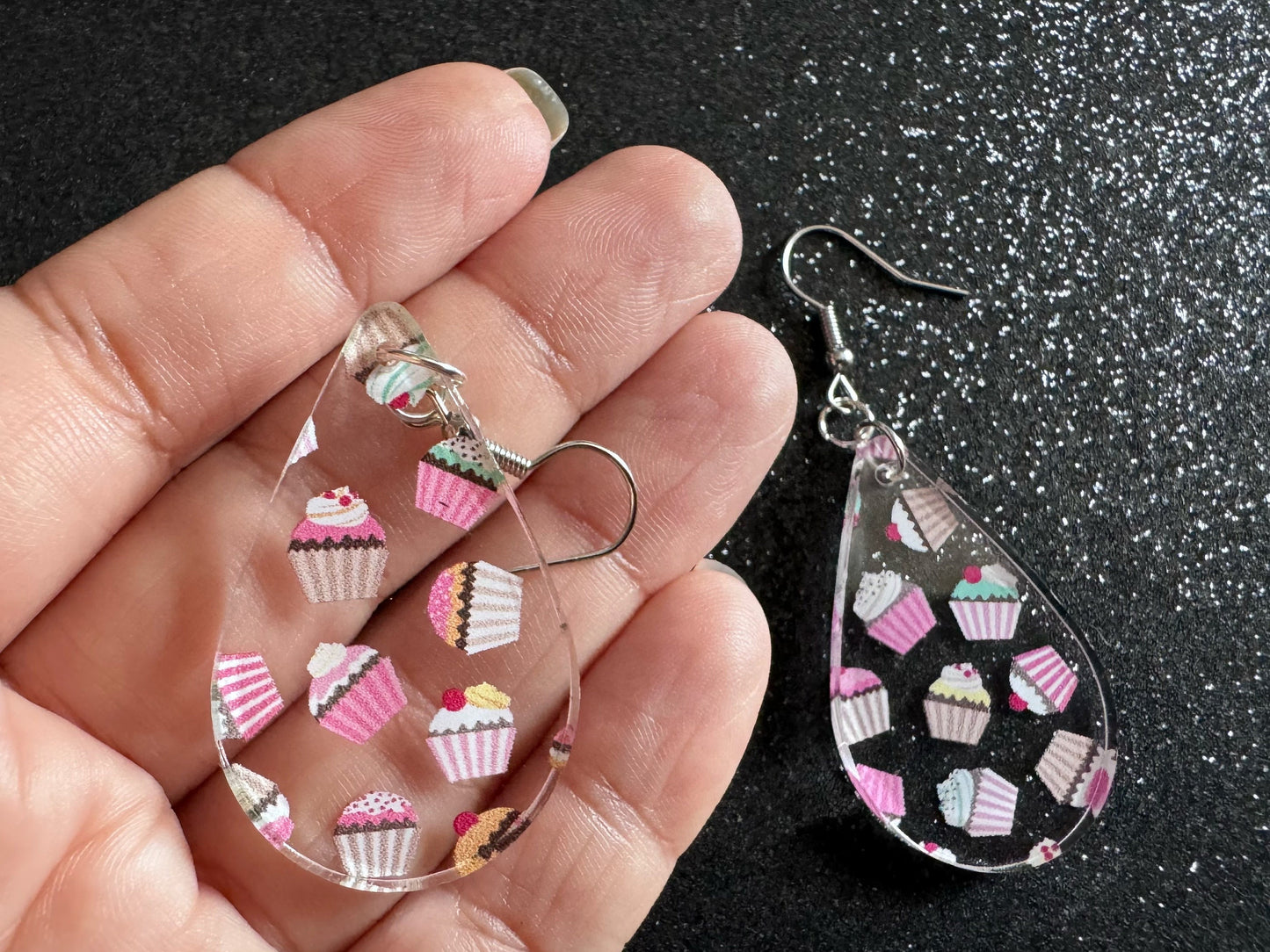 Pink Cupcake Earrings: Laser Cut Acrylic Cupcakes, Tea Party, Cafe, Dessert, Love, Delicious, Baker, Bakery, Best Gifts for Her/Him/Them