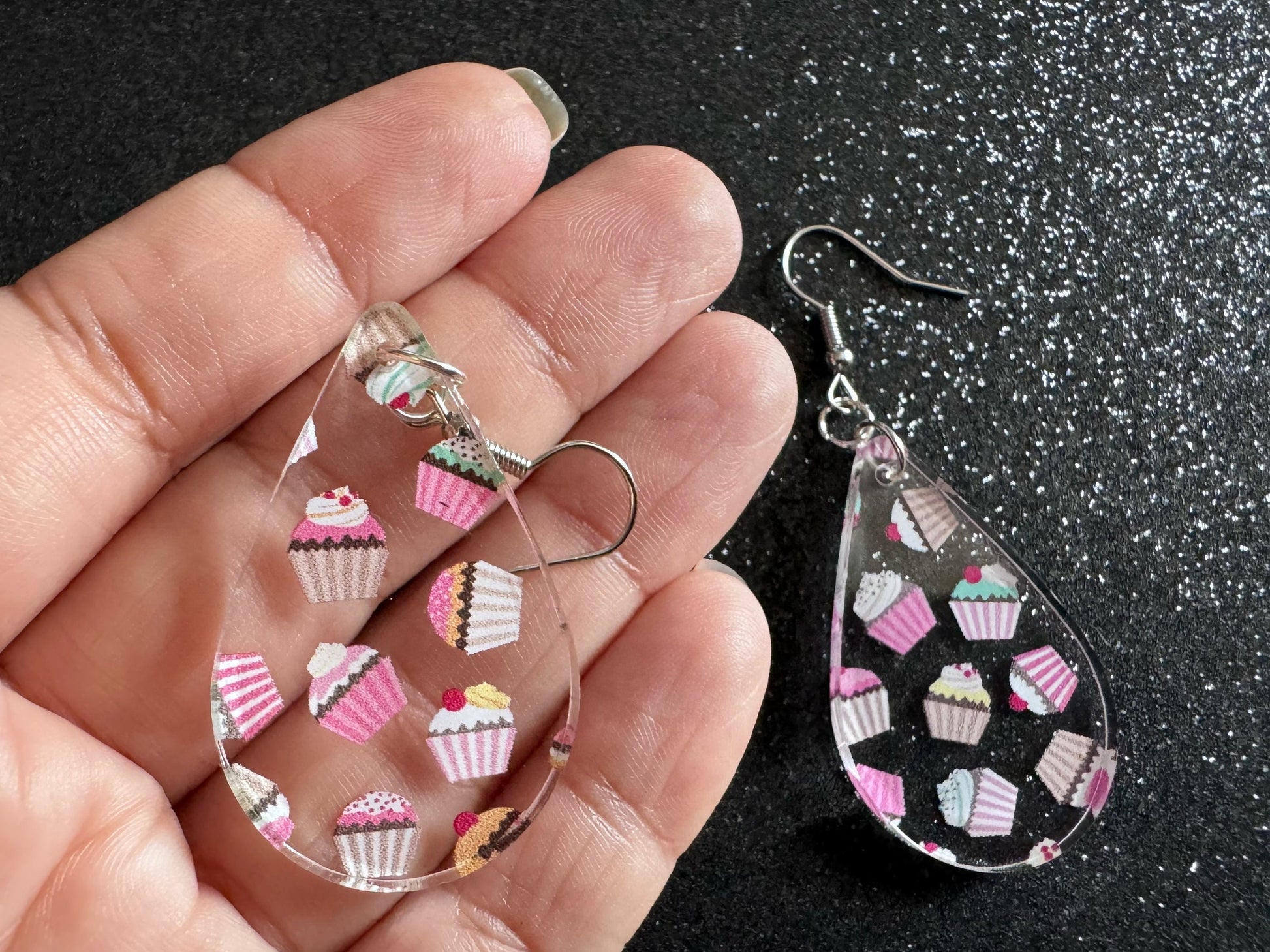 Pink Cupcake Earrings: Laser Cut Acrylic Cupcakes, Tea Party, Cafe, Dessert, Love, Delicious, Baker, Bakery, Best Gifts for Her/Him/Them