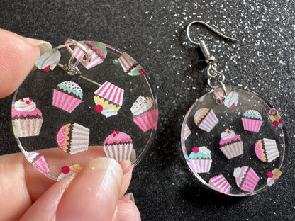 Pink Cupcake Earrings: Laser Cut Acrylic Cupcakes, Tea Party, Cafe, Dessert, Love, Delicious, Baker, Bakery, Best Gifts for Her/Him/Them